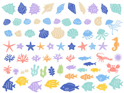 各种海洋生物的插图