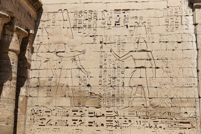 埃及象形文字在Medinet Habu神庙，卢克索，埃及