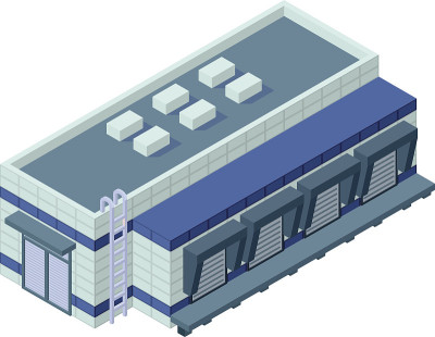 等距建筑矢量插图
