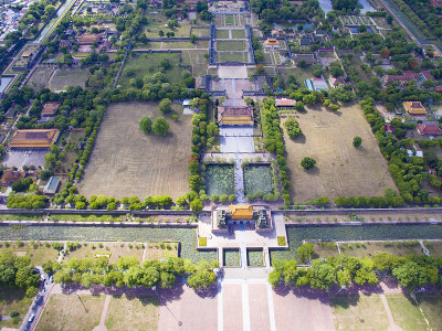 顺化市鸟瞰图，这是一个非常受欢迎的目的地越南。