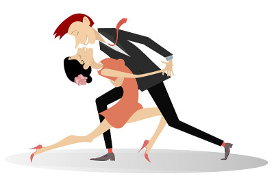 跳舞的年轻夫妇插图