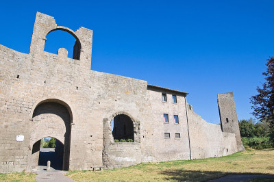 坚固的墙。Viterbo。拉齐奥。意大利。