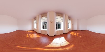室内球面全景图，3D插图