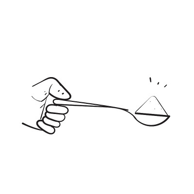 手绘的勺子与糖或盐插图
