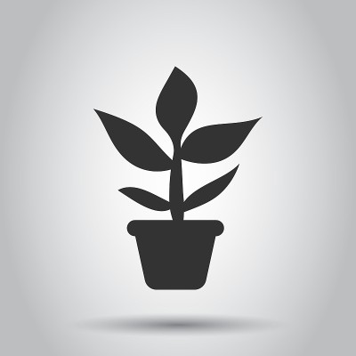Flower pot vector icon in flat style. Seedling flo