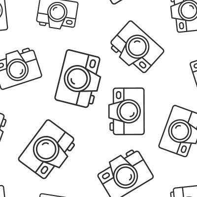 Camera device sign icon seamless pattern backgroun