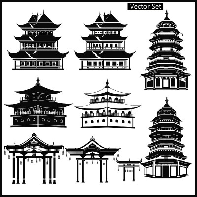 中国的庙宇，大门和传统建筑