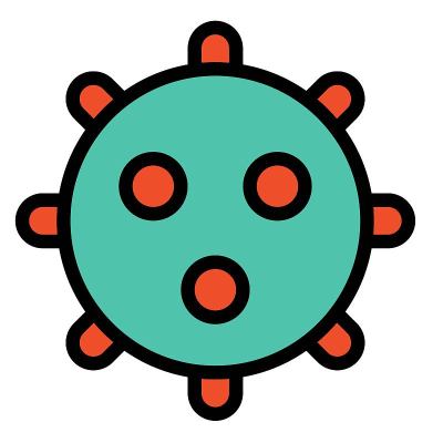 病毒或细菌矢量插图，填充样式图标
