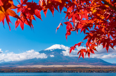 秋天的山中湖和富士山