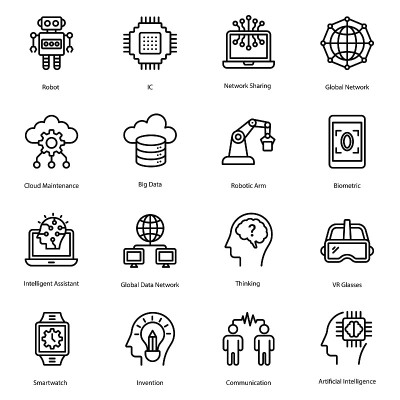 Artificial Intelligence Line Icons Set