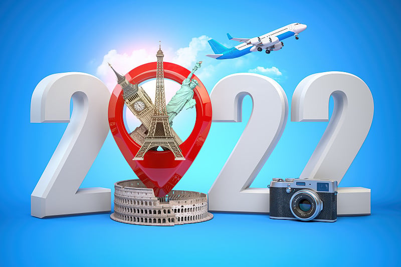 2022年新年快乐。第2022号，并钉上世界上最受欢迎的地标。在伦敦、巴黎、罗马或纽约庆祝新年。