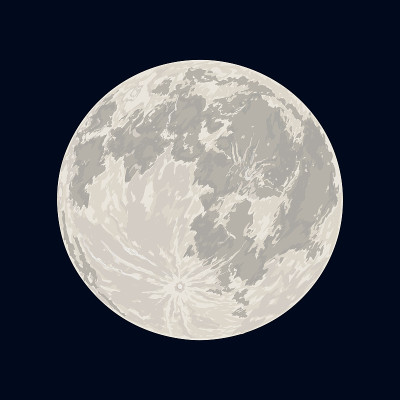 The full Moon is the lunar phase.  Hand-drawn vect
