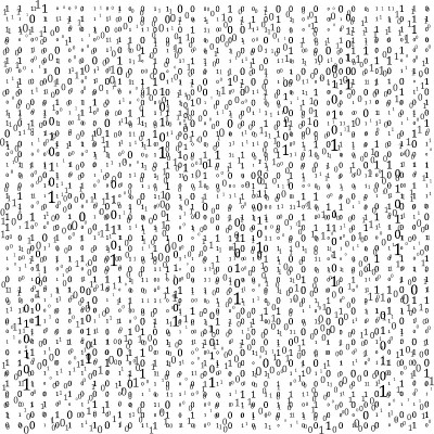 二进制代码背景向量。黑白背景与数字屏幕。向量的背景说明。