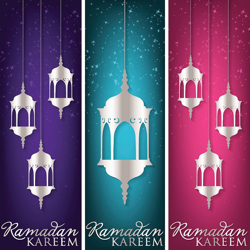 “Ramadan Kareem”(慷慨的斋月)矢量格式的网页横幅