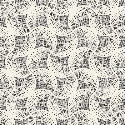 矢量无缝黑白圆弧形状点画半色调模式