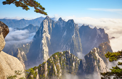 华山国家公园日落山景。