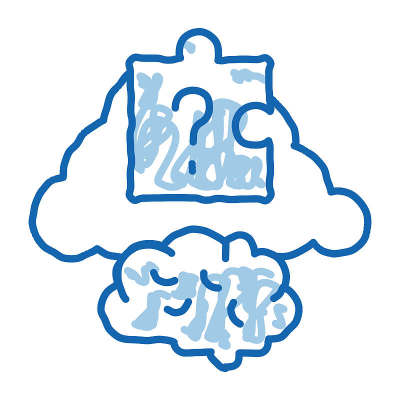脑拼图涂鸦图标手绘插图