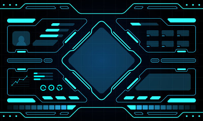 蓝色控制面板抽象技术界面HUD。