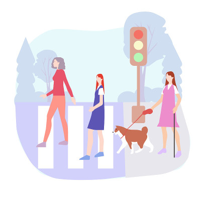人过马路在人行横道，矢量图