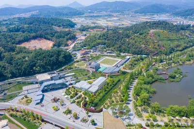 韩国顺天城空中景观，顺天门湾国家公园。