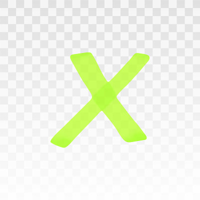 Green highlighter cross isolated on transparent ba
