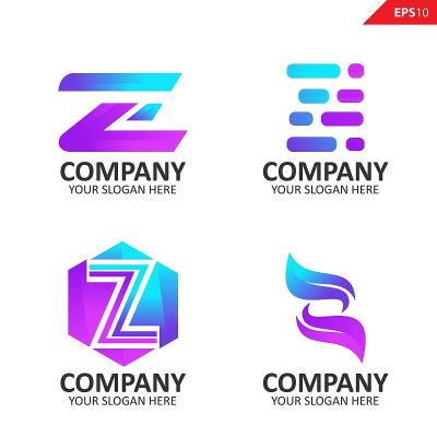 集合彩色Z字母logo设计模板