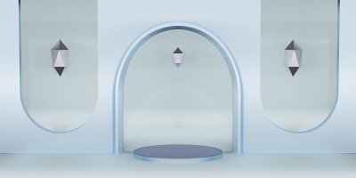 产品展示架简洁典雅的风格3D插画