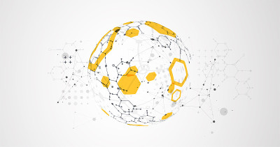 现代科学或技术使用六角形抽象背景。向量。