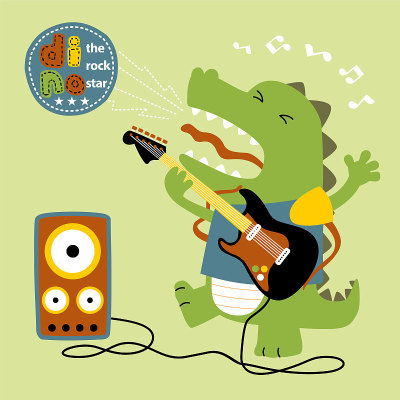 dinosaurs the best guitar player, rocker, vector c