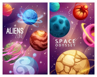 外星人区和太空漫游。卡通星系