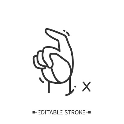 显示X字母行图标的手势。