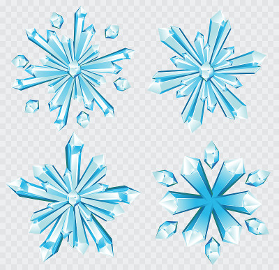 收集蓝色冰晶和水晶雪花