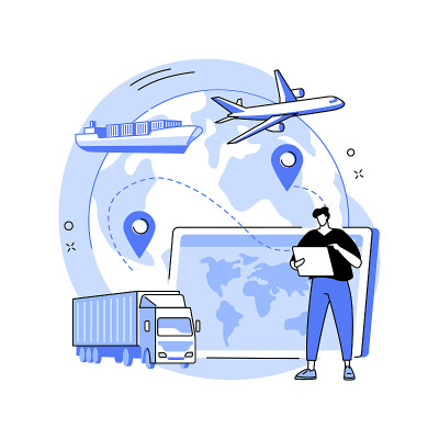 全球运输系统抽象概念矢量图。