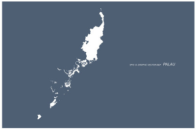 帕劳的地图。大洋洲国家帕劳矢量地图