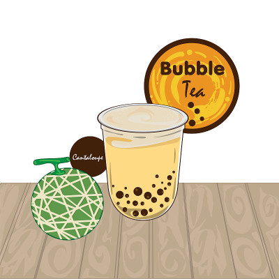 泡泡茶图案杯