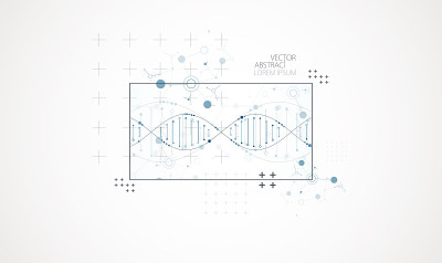 艺术科学模板，壁纸或带有DNA分子的横幅。