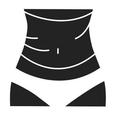 Body wrap黑色字形图标。包装的腹部。滋养茧设计，以苗条和调整你的身体，水合物，清洁或治愈你的