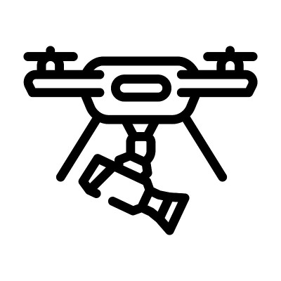 航拍视频拍摄无人机线图标矢量插图
