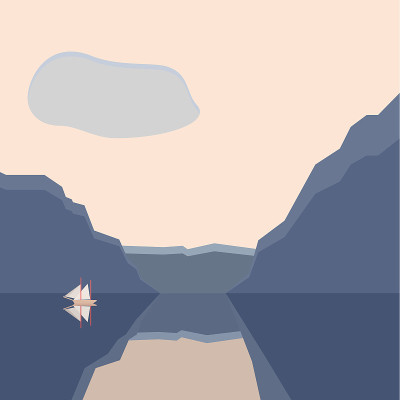 船在湖