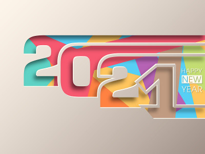 2021年新年快乐文本设计向量。