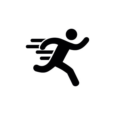 白色上的快跑男人图标
