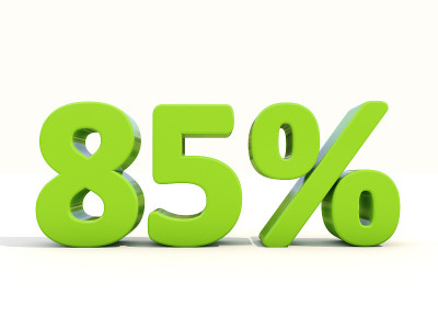 白色背景上85%的百分比图标