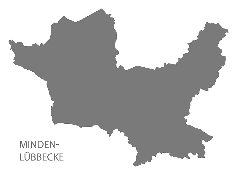 Minden-Lübbecke格雷县北莱茵威斯特法伦州地图