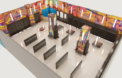 商业场所，商店，室内可视化，3D插图，cg渲染