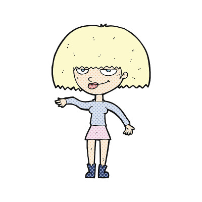 漫画中自以为是的女人做出轻蔑的手势