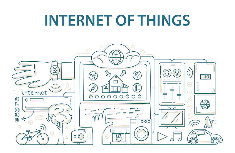 涂鸦风格的设计理念物联网数据技术，网络
