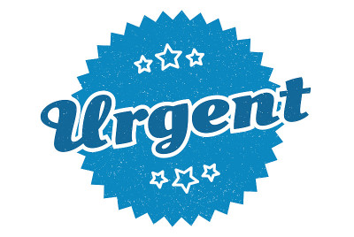 紧急的信号。急轮复古标签。紧急的