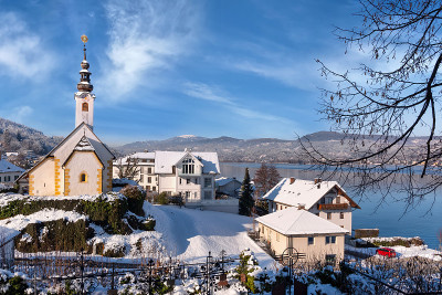 奥地利，卡林西亚，玛丽亚Wörth的冬季教堂(Winterkirche)附近Wörthersee