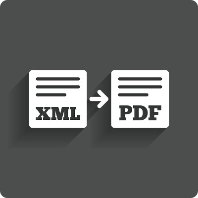 导出XML到PDF图标。文件文档的象征。