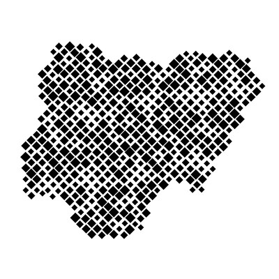 尼日利亚地图从不同大小的黑色菱形图案。矢量插图。